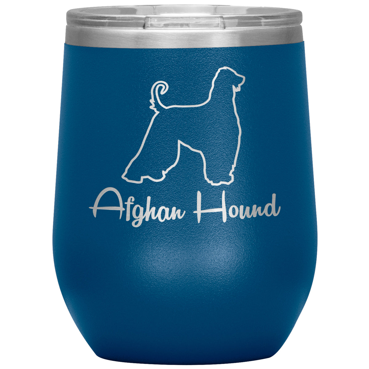 Afghan Hound Dog Outlined Silhouette 12oz Wine Insulated Tumbler