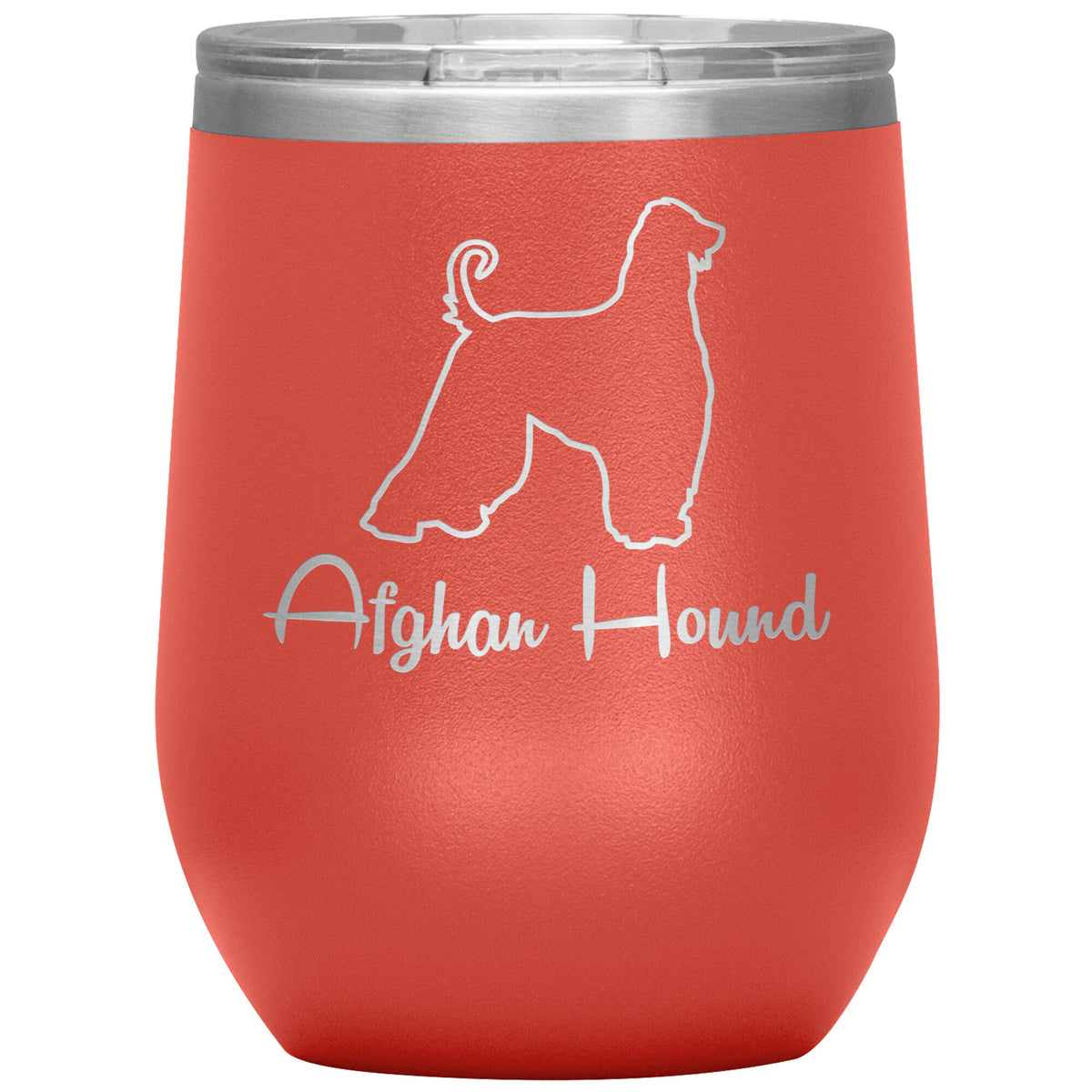 Afghan Hound Dog Outlined Silhouette 12oz Wine Insulated Tumbler