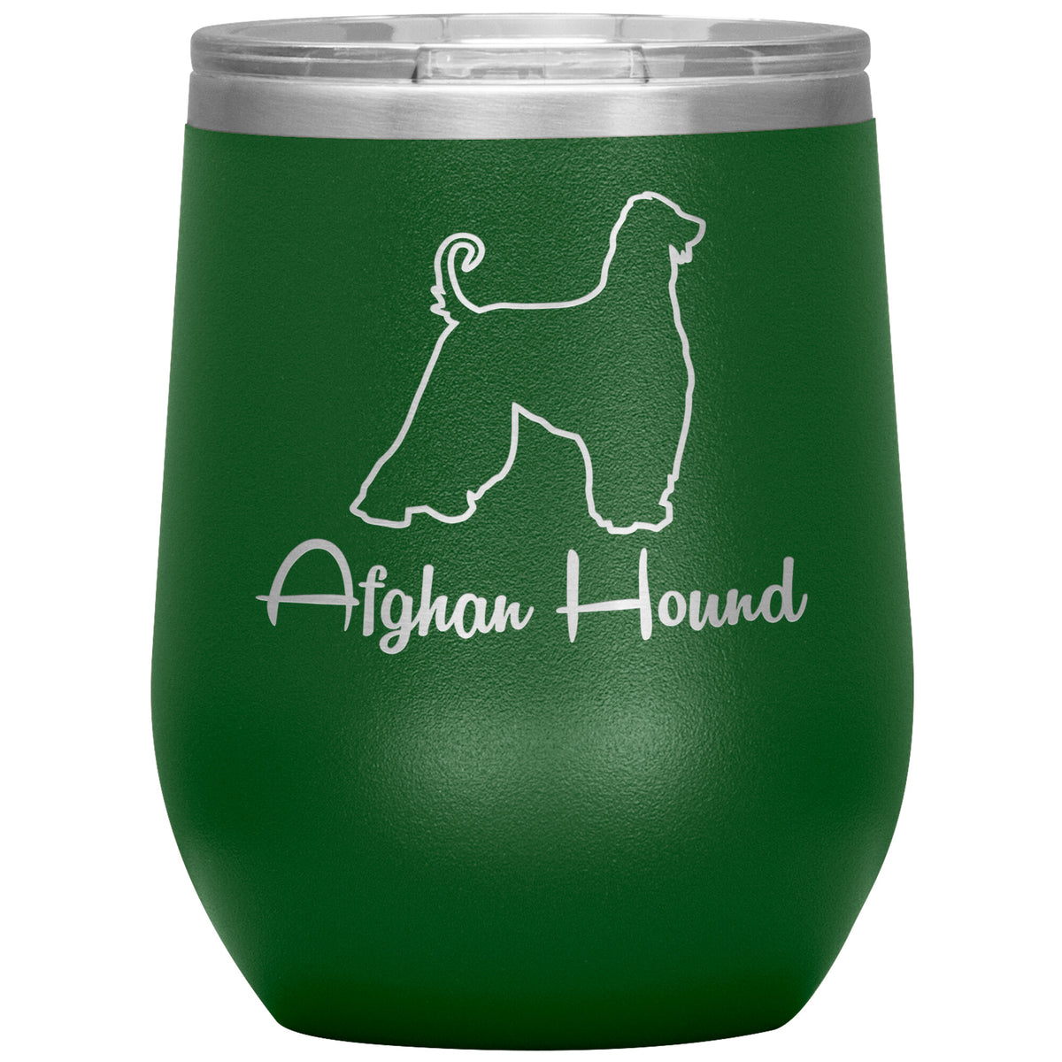 Afghan Hound Dog Outlined Silhouette 12oz Wine Insulated Tumbler