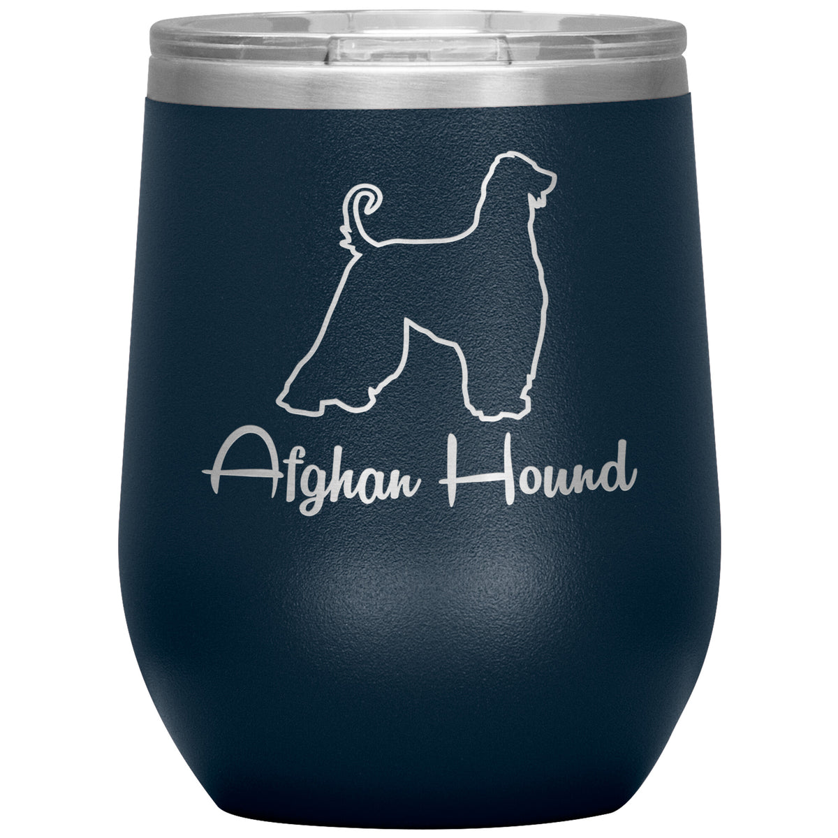 Afghan Hound Dog Outlined Silhouette 12oz Wine Insulated Tumbler