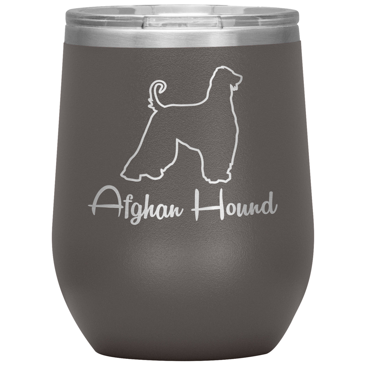 Afghan Hound Dog Outlined Silhouette 12oz Wine Insulated Tumbler