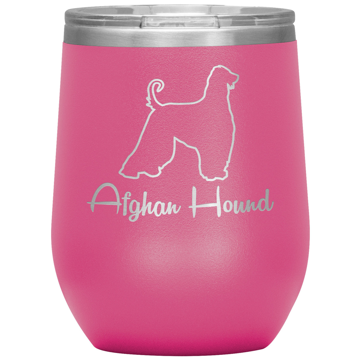 Afghan Hound Dog Outlined Silhouette 12oz Wine Insulated Tumbler