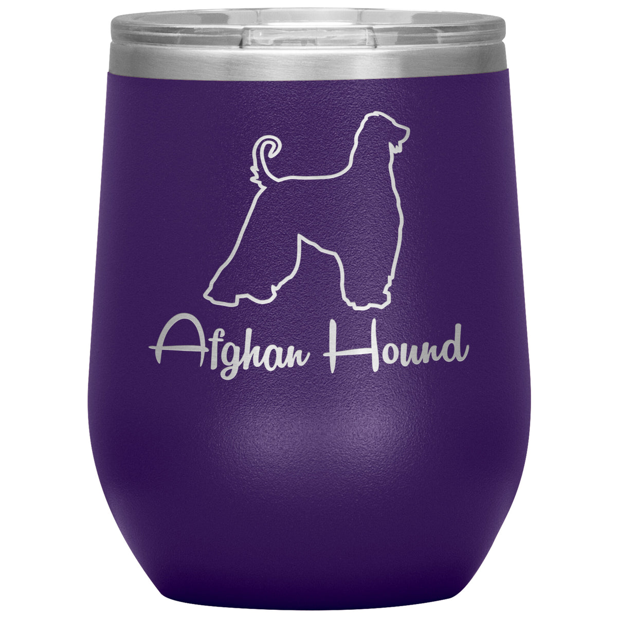 Afghan Hound Dog Outlined Silhouette 12oz Wine Insulated Tumbler