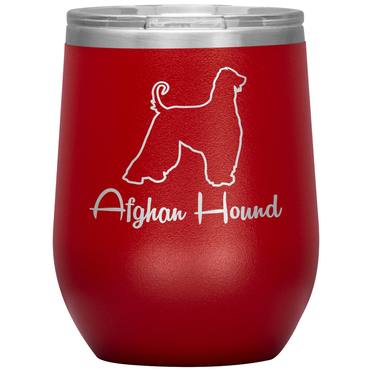 Afghan Hound Dog Outlined Silhouette 12oz Wine Insulated Tumbler