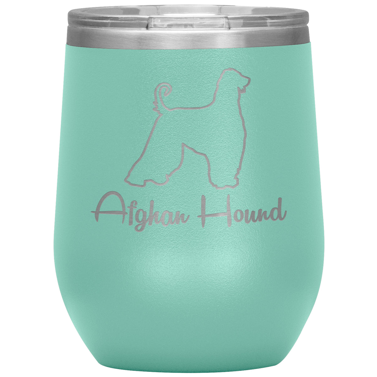 Afghan Hound Dog Outlined Silhouette 12oz Wine Insulated Tumbler