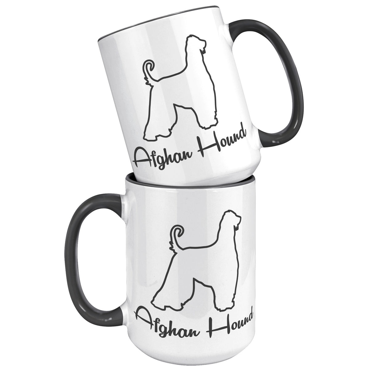 Afghan Hound Dog Outlined Silhouette 15oz Accent Mug