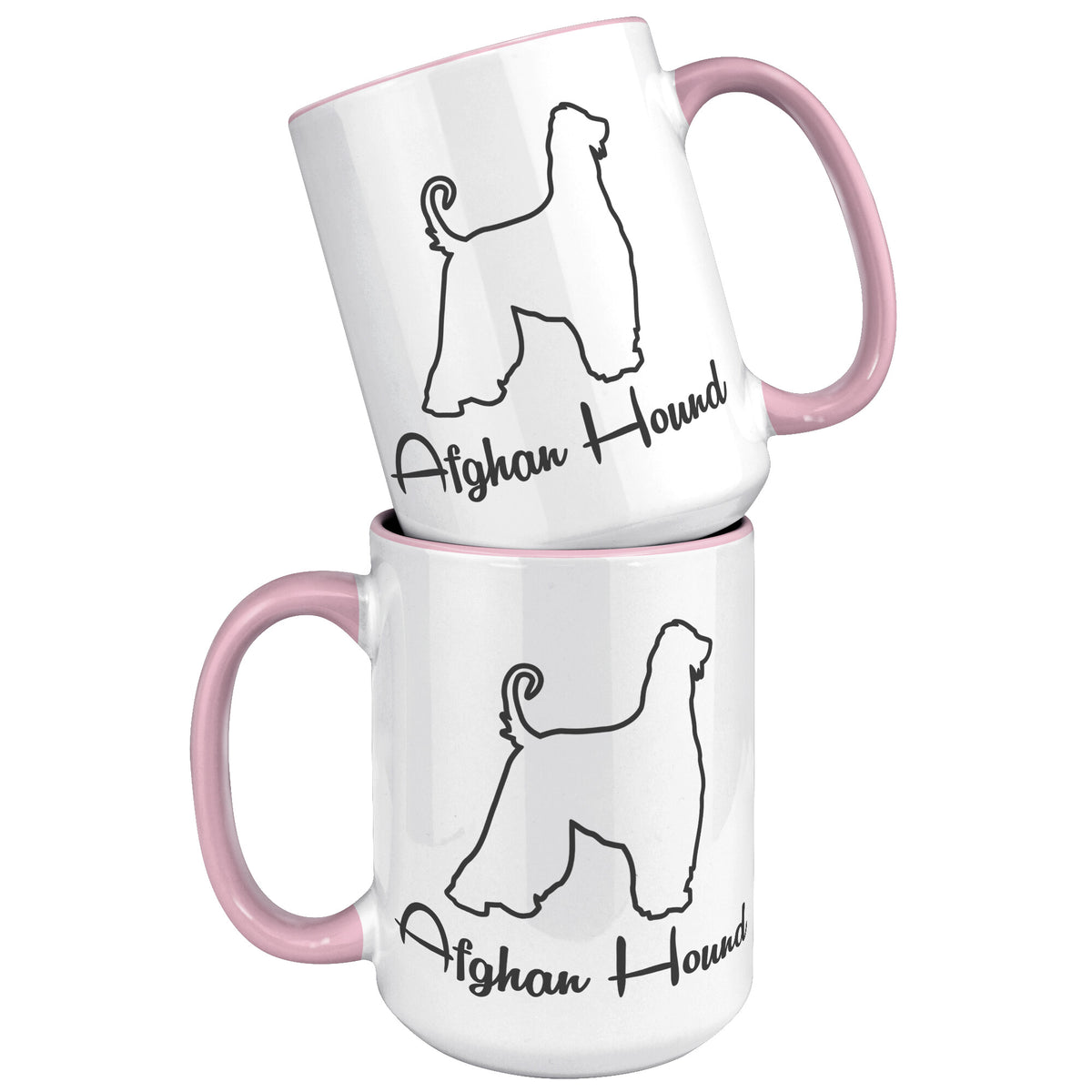 Afghan Hound Dog Outlined Silhouette 15oz Accent Mug