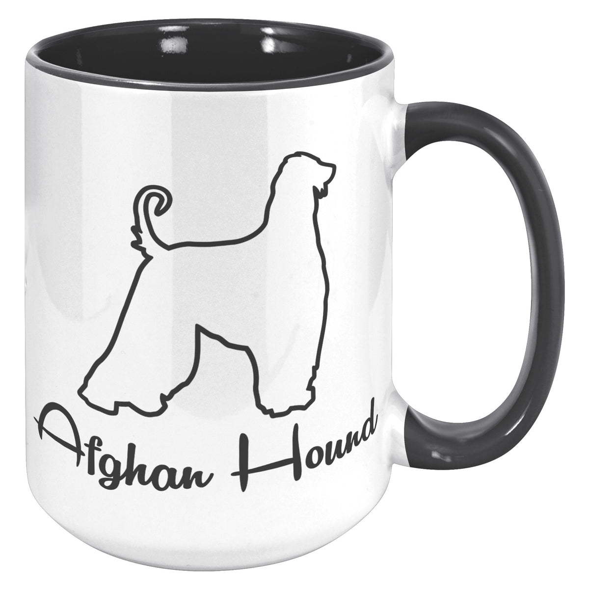 Afghan Hound Dog Outlined Silhouette 15oz Accent Mug