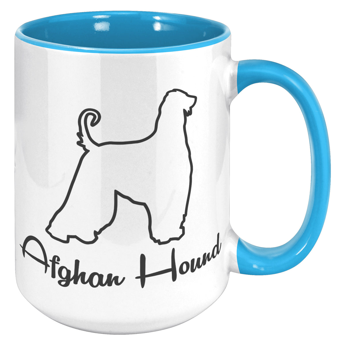 Afghan Hound Dog Outlined Silhouette 15oz Accent Mug