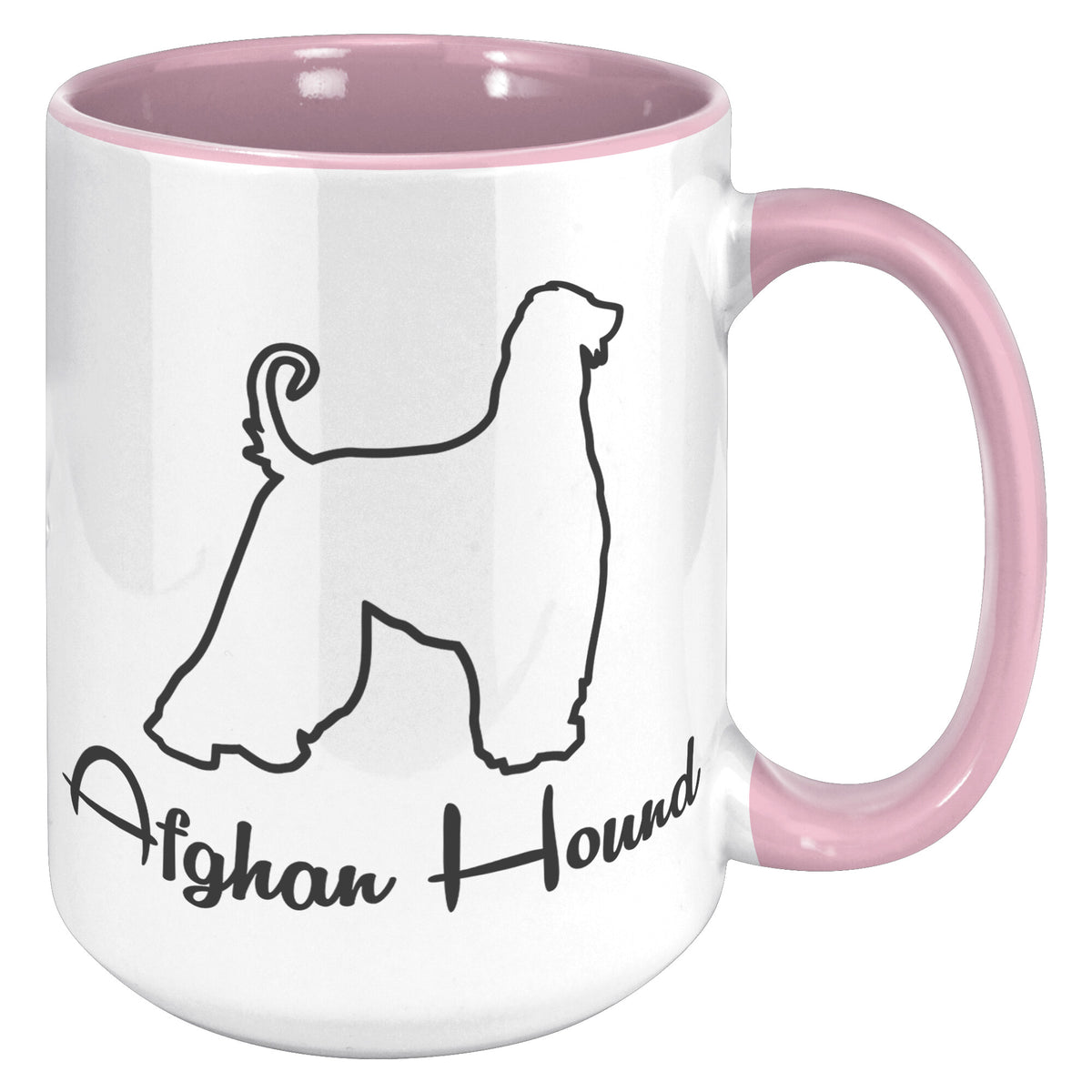 Afghan Hound Dog Outlined Silhouette 15oz Accent Mug
