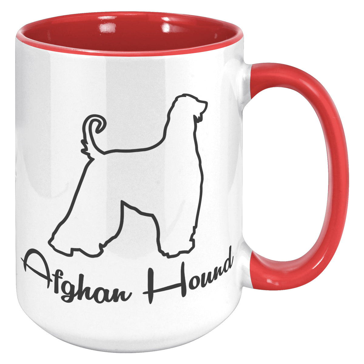 Afghan Hound Dog Outlined Silhouette 15oz Accent Mug