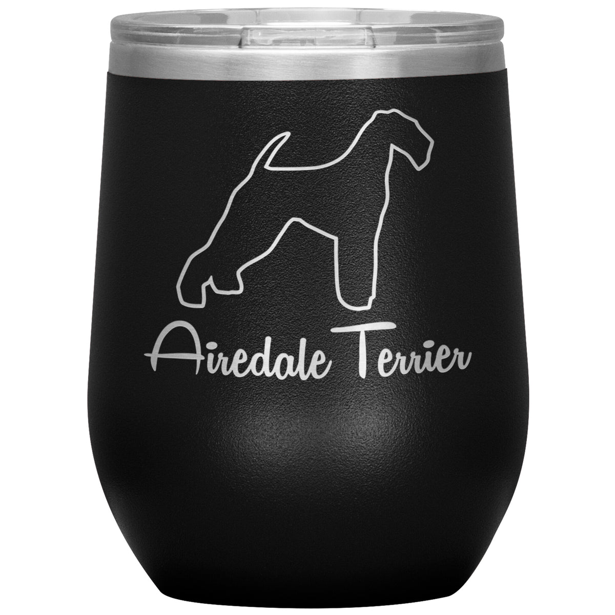 Airedale Terrier Dog Outlined Silhouette 12oz Wine Insulated Tumbler