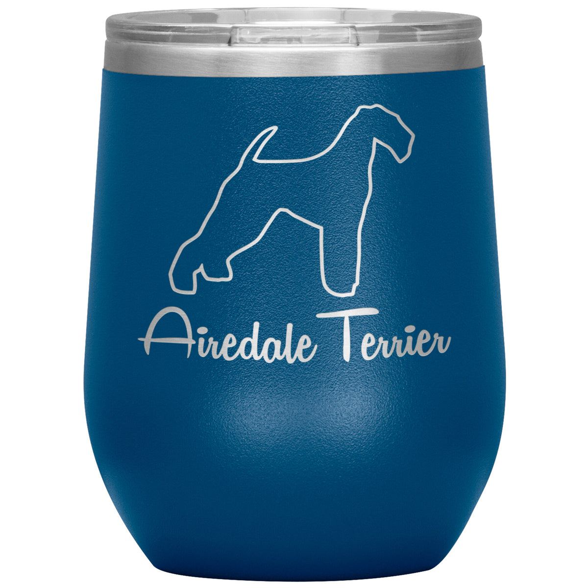 Airedale Terrier Dog Outlined Silhouette 12oz Wine Insulated Tumbler