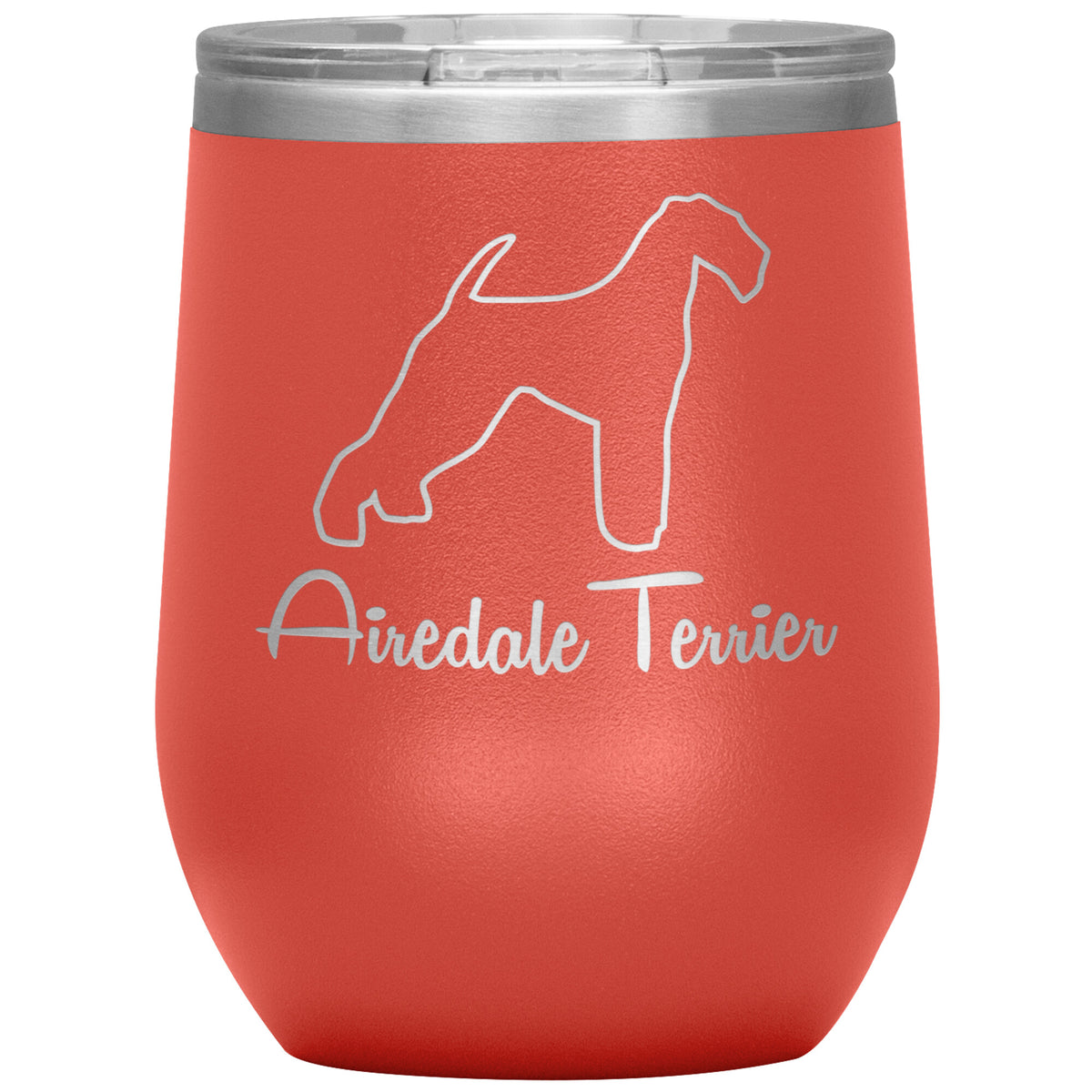 Airedale Terrier Dog Outlined Silhouette 12oz Wine Insulated Tumbler