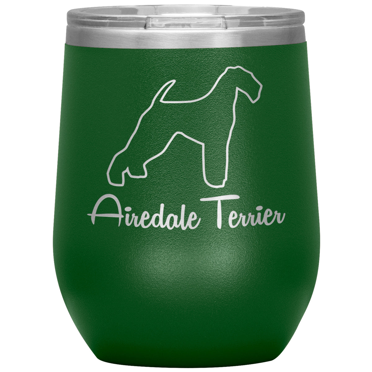 Airedale Terrier Dog Outlined Silhouette 12oz Wine Insulated Tumbler