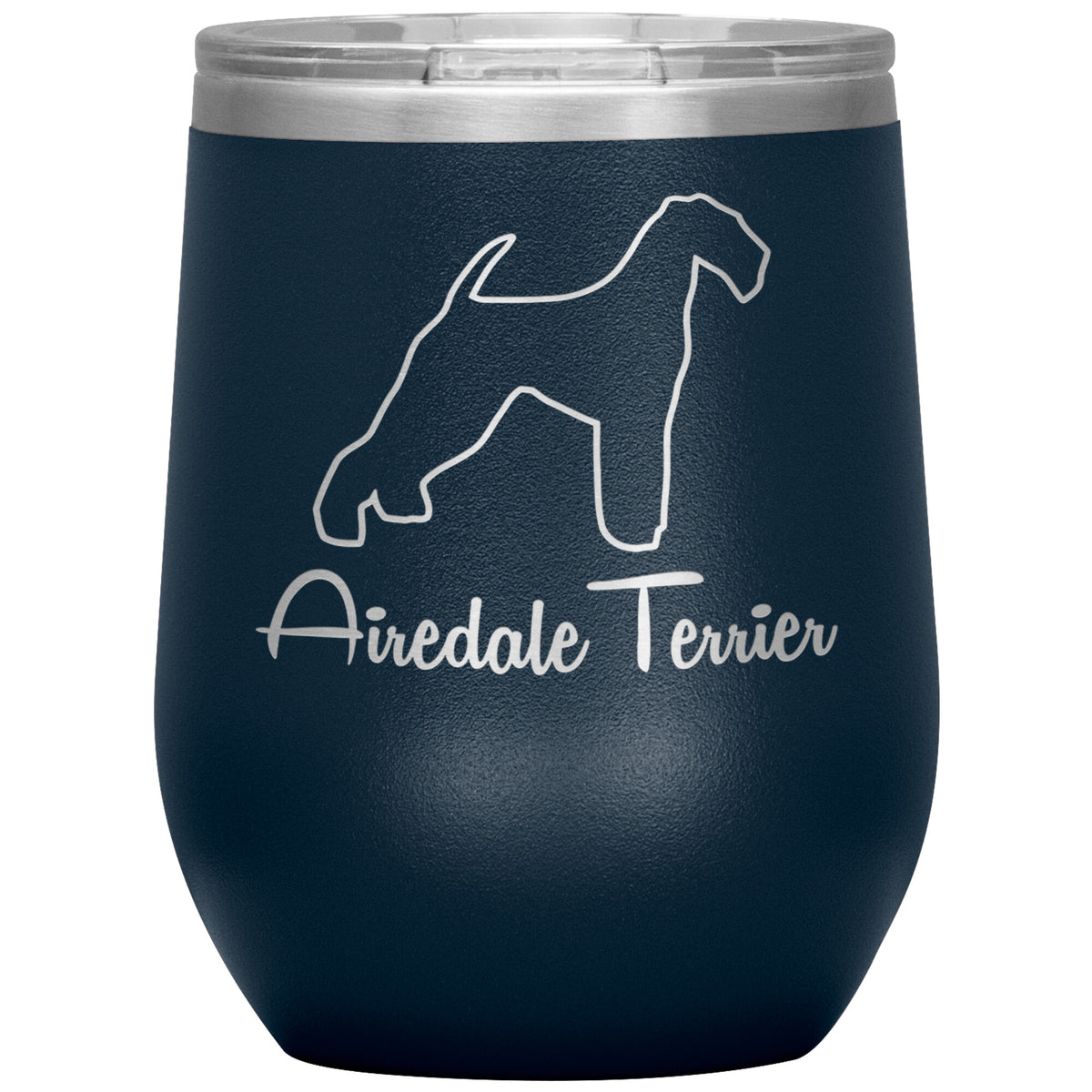 Airedale Terrier Dog Outlined Silhouette 12oz Wine Insulated Tumbler
