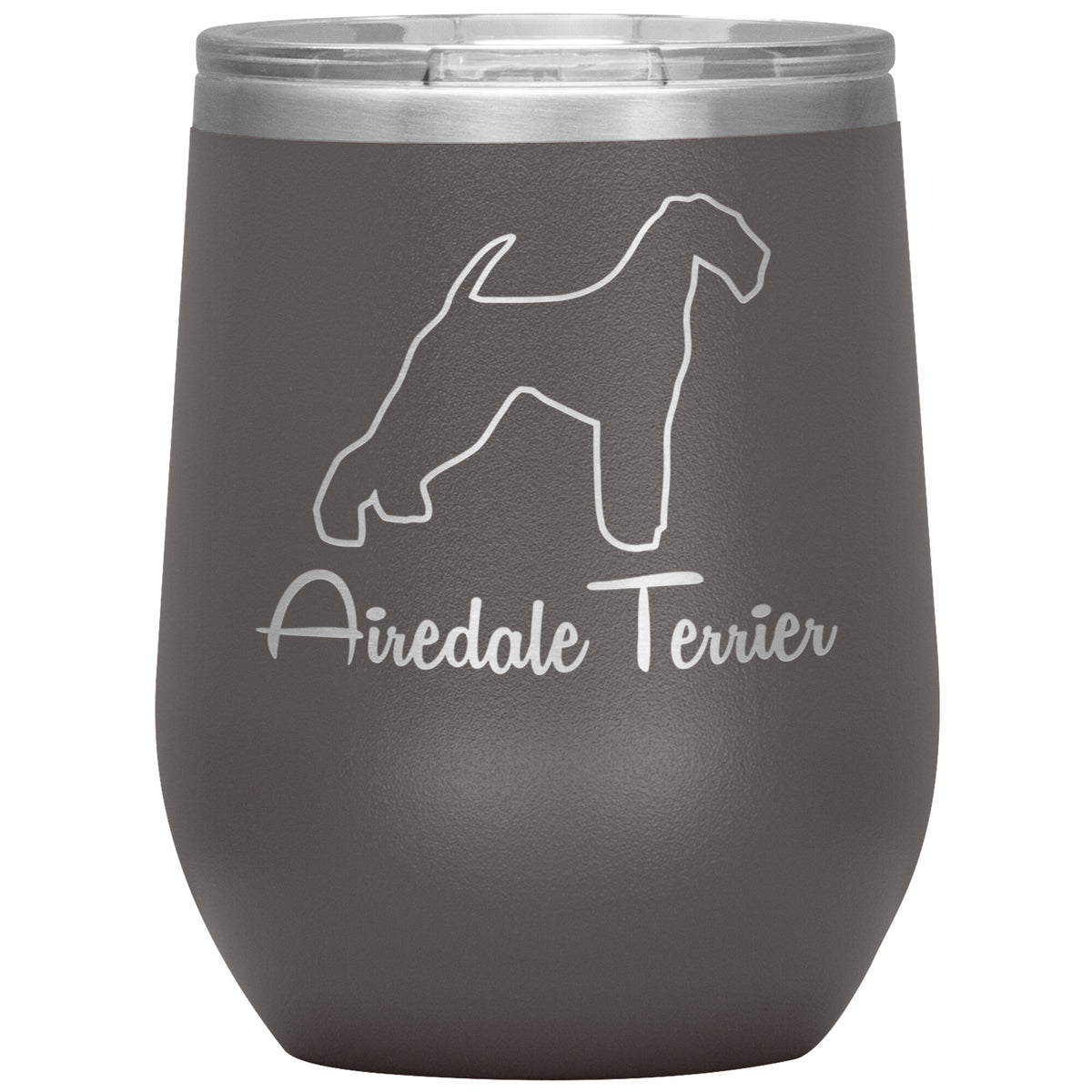 Airedale Terrier Dog Outlined Silhouette 12oz Wine Insulated Tumbler