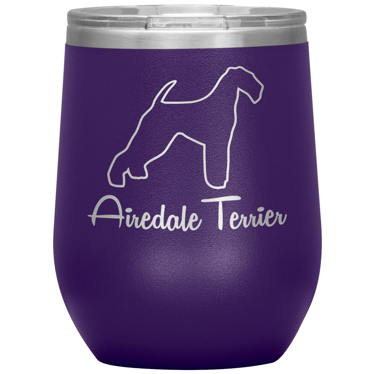 Airedale Terrier Dog Outlined Silhouette 12oz Wine Insulated Tumbler