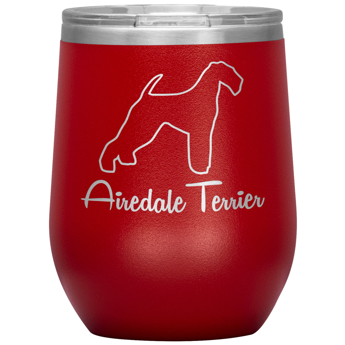 Airedale Terrier Dog Outlined Silhouette 12oz Wine Insulated Tumbler