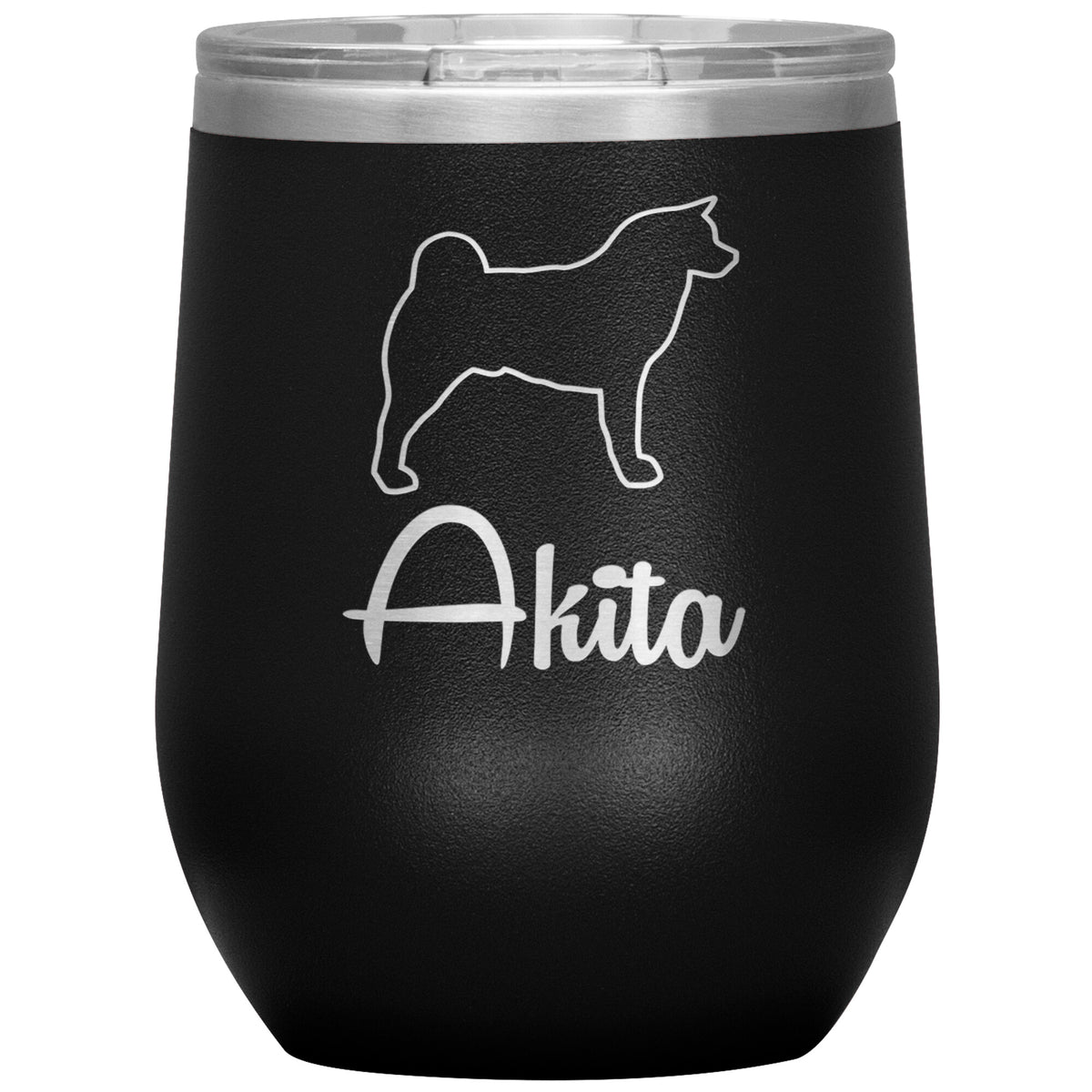 Akita Dog Outlined Silhouette 12oz Wine Insulated Tumbler