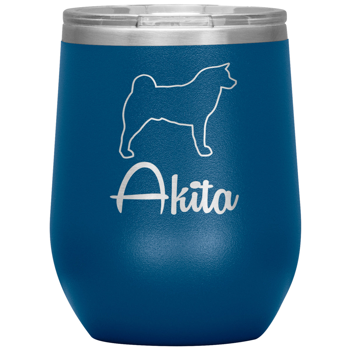 Akita Dog Outlined Silhouette 12oz Wine Insulated Tumbler