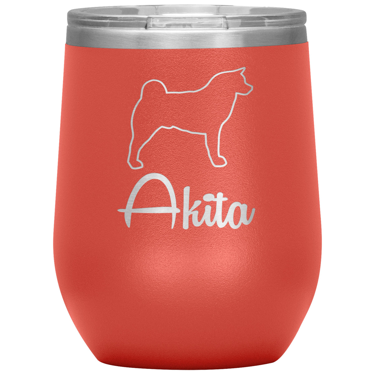 Akita Dog Outlined Silhouette 12oz Wine Insulated Tumbler