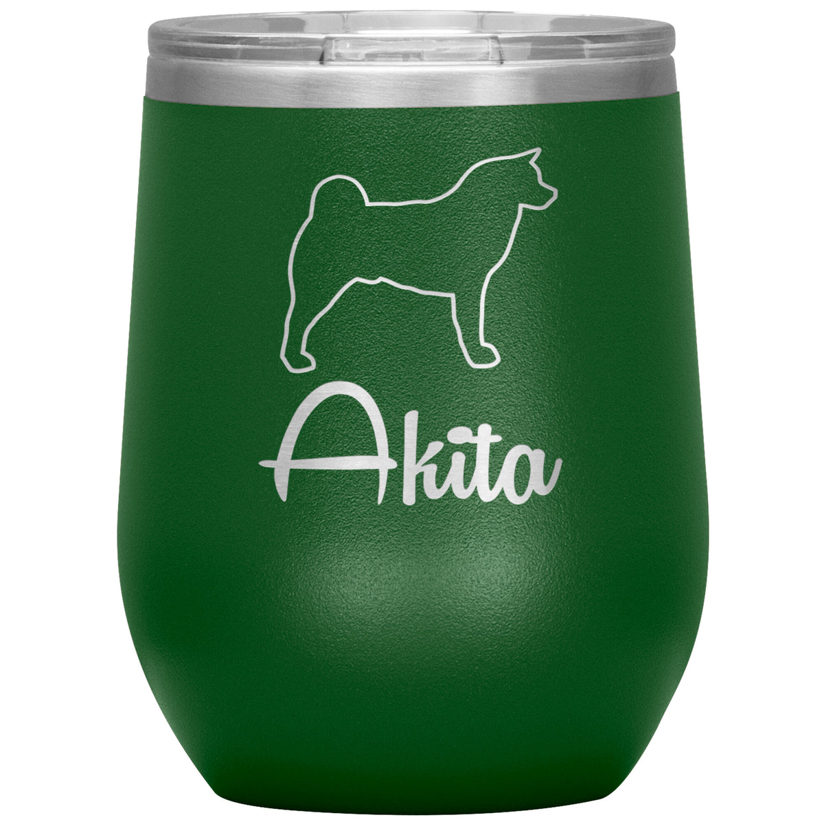 Akita Dog Outlined Silhouette 12oz Wine Insulated Tumbler