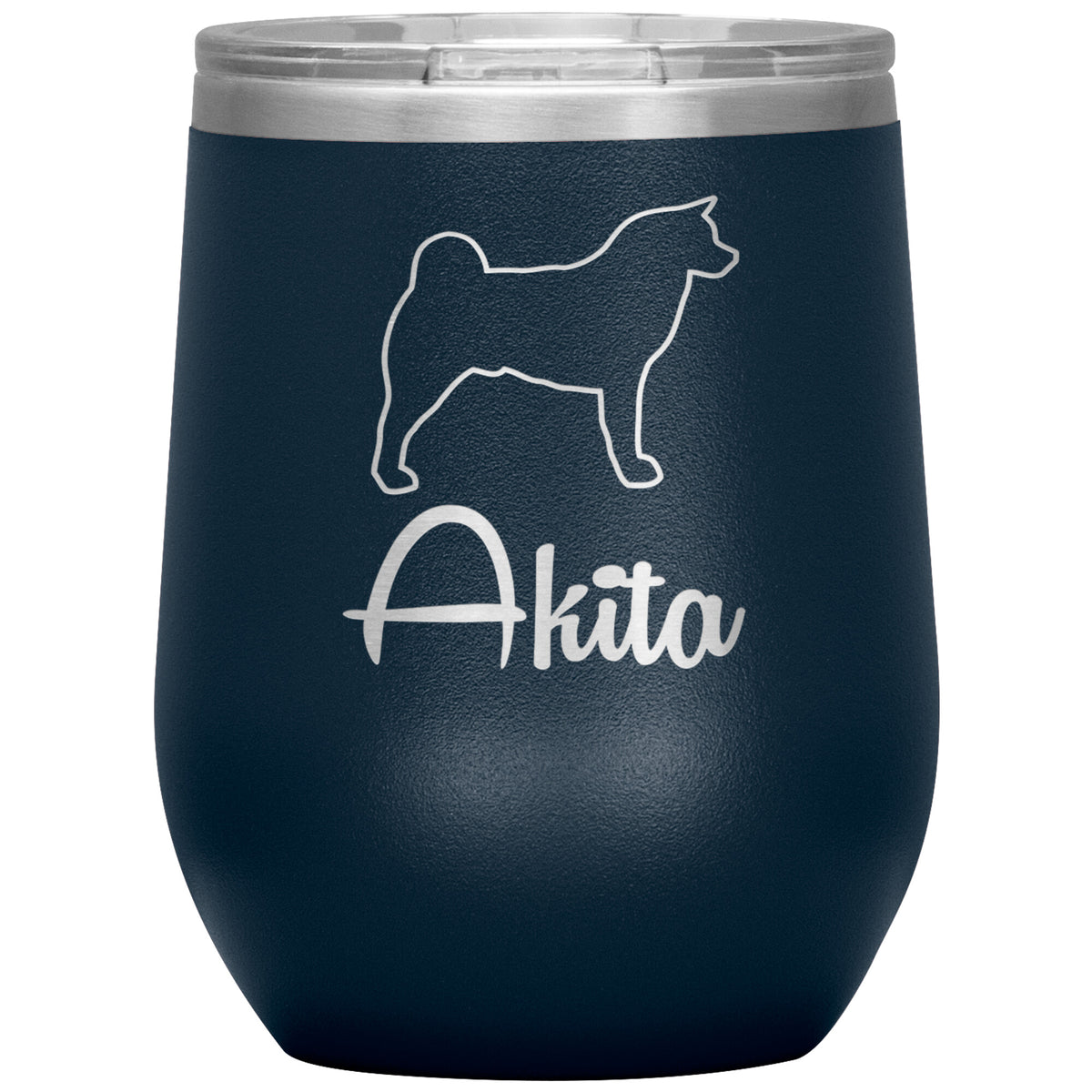 Akita Dog Outlined Silhouette 12oz Wine Insulated Tumbler