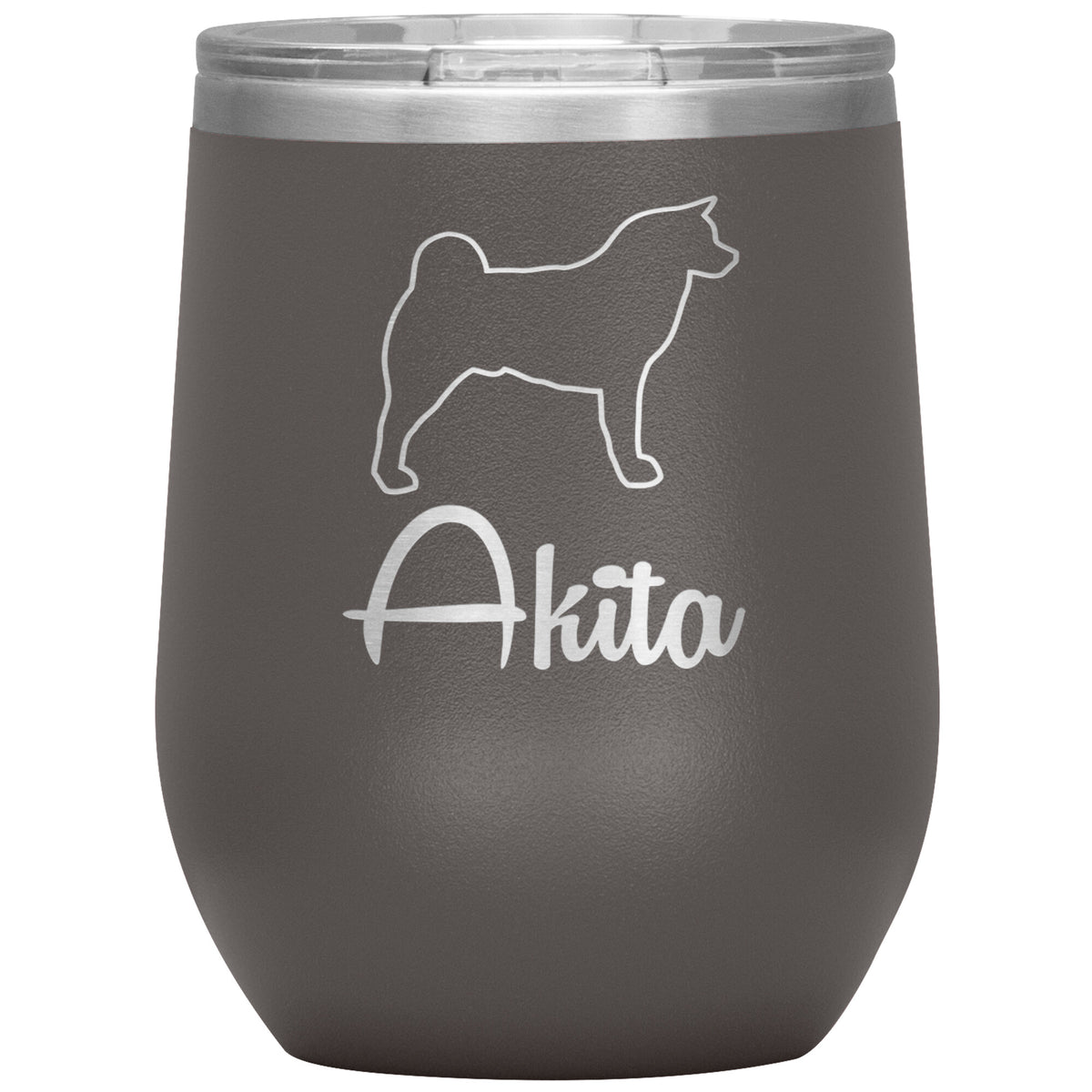 Akita Dog Outlined Silhouette 12oz Wine Insulated Tumbler