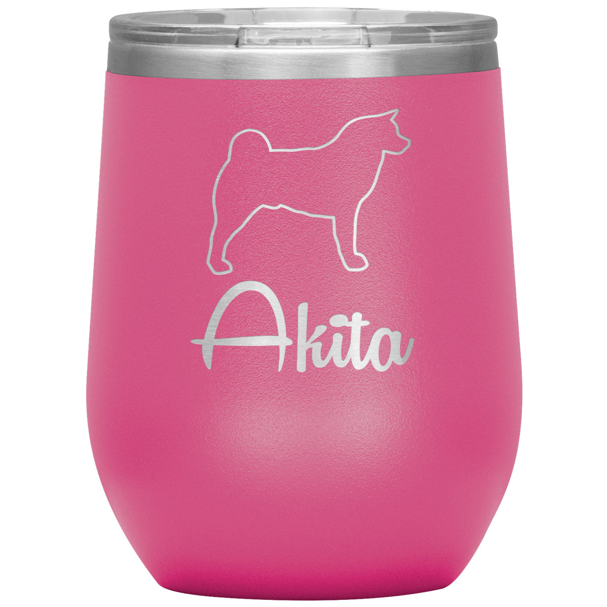 Akita Dog Outlined Silhouette 12oz Wine Insulated Tumbler