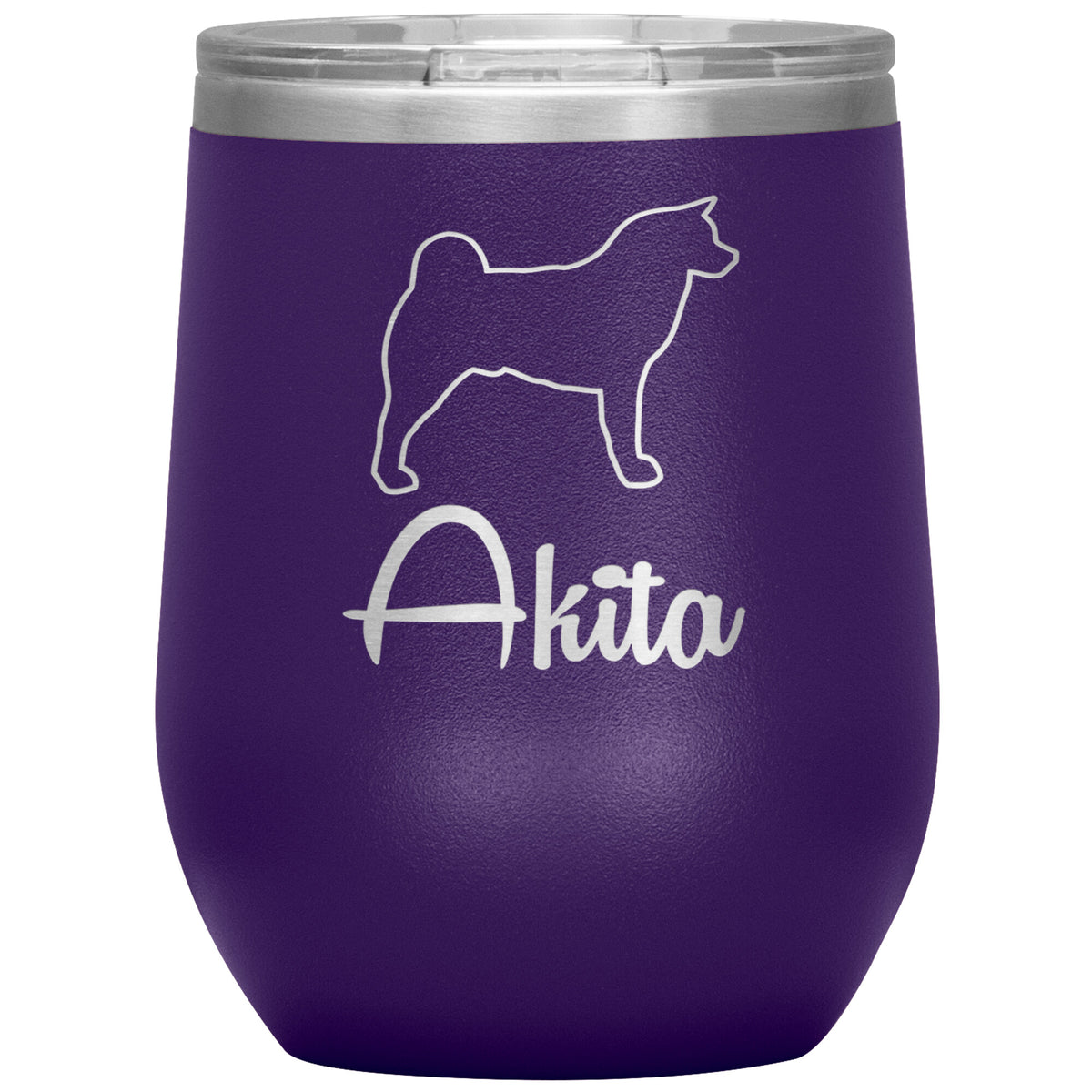 Akita Dog Outlined Silhouette 12oz Wine Insulated Tumbler