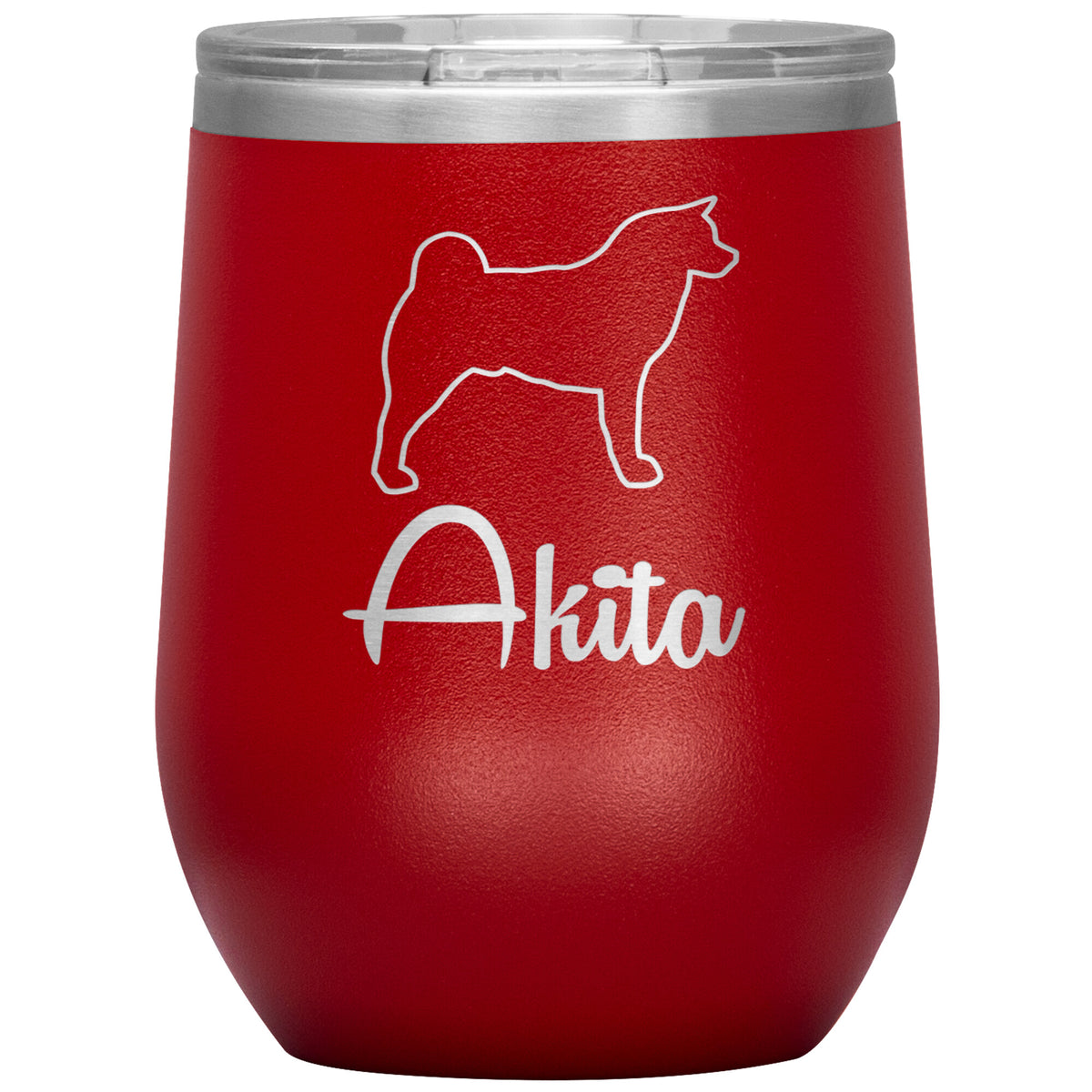Akita Dog Outlined Silhouette 12oz Wine Insulated Tumbler