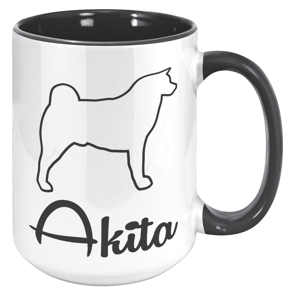 Akita Dog Outlined Silhouette 15oz Accent Mug