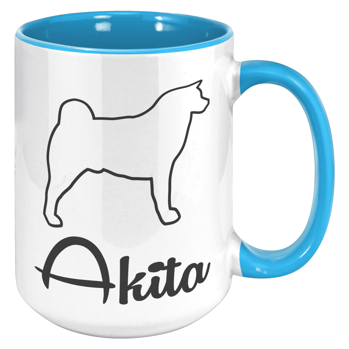 Akita Dog Outlined Silhouette 15oz Accent Mug