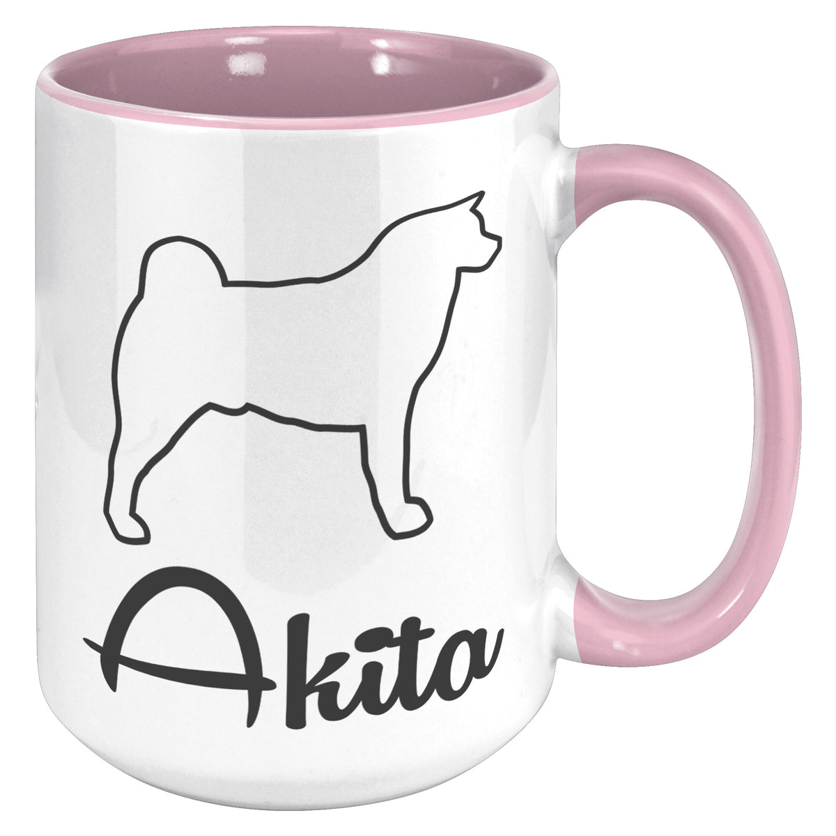Akita Dog Outlined Silhouette 15oz Accent Mug