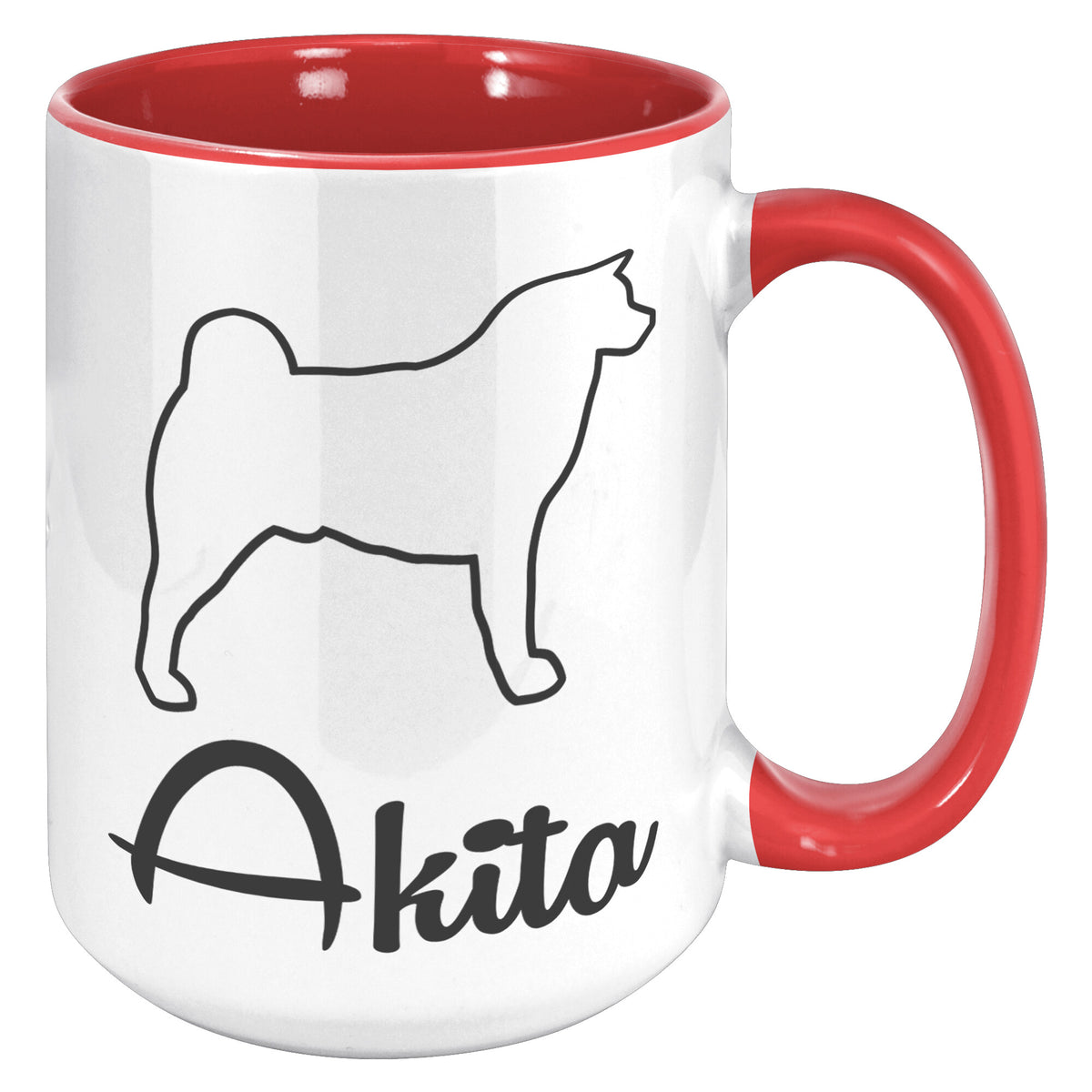 Akita Dog Outlined Silhouette 15oz Accent Mug