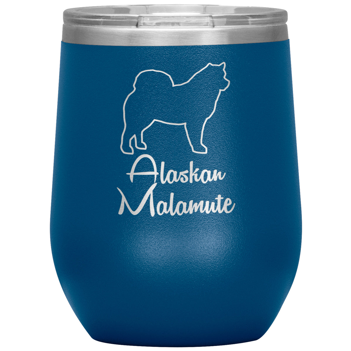 Alaskan Malamute Dog Outlined Silhouette 12oz Wine Insulated Tumbler