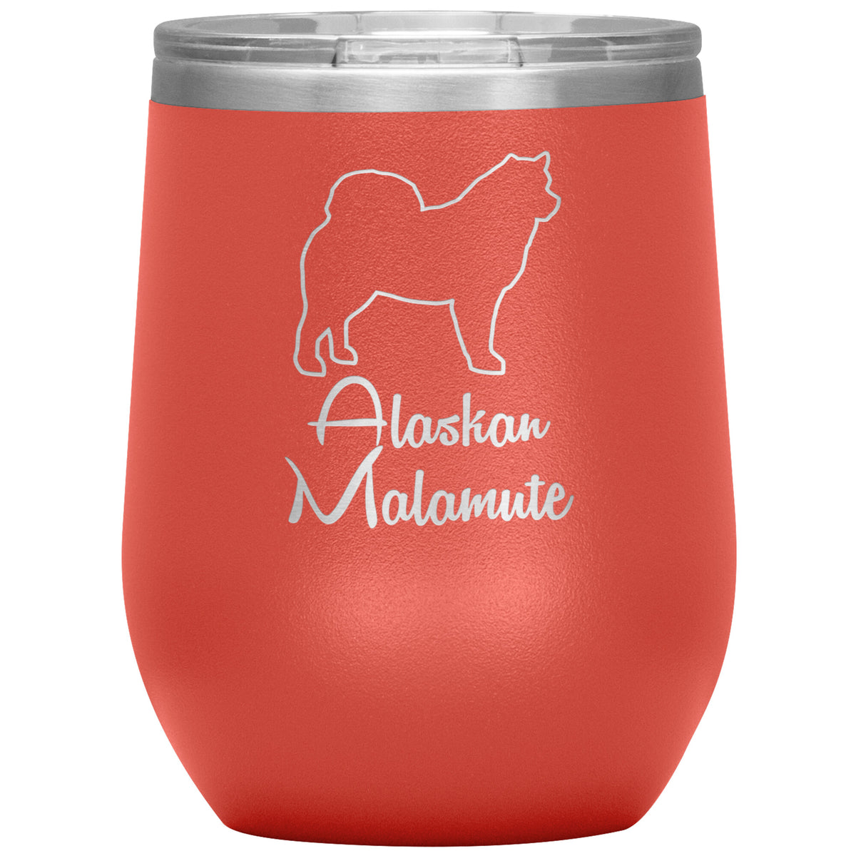 Alaskan Malamute Dog Outlined Silhouette 12oz Wine Insulated Tumbler