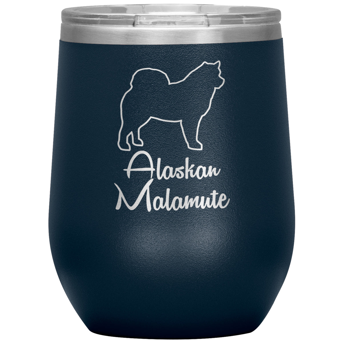 Alaskan Malamute Dog Outlined Silhouette 12oz Wine Insulated Tumbler