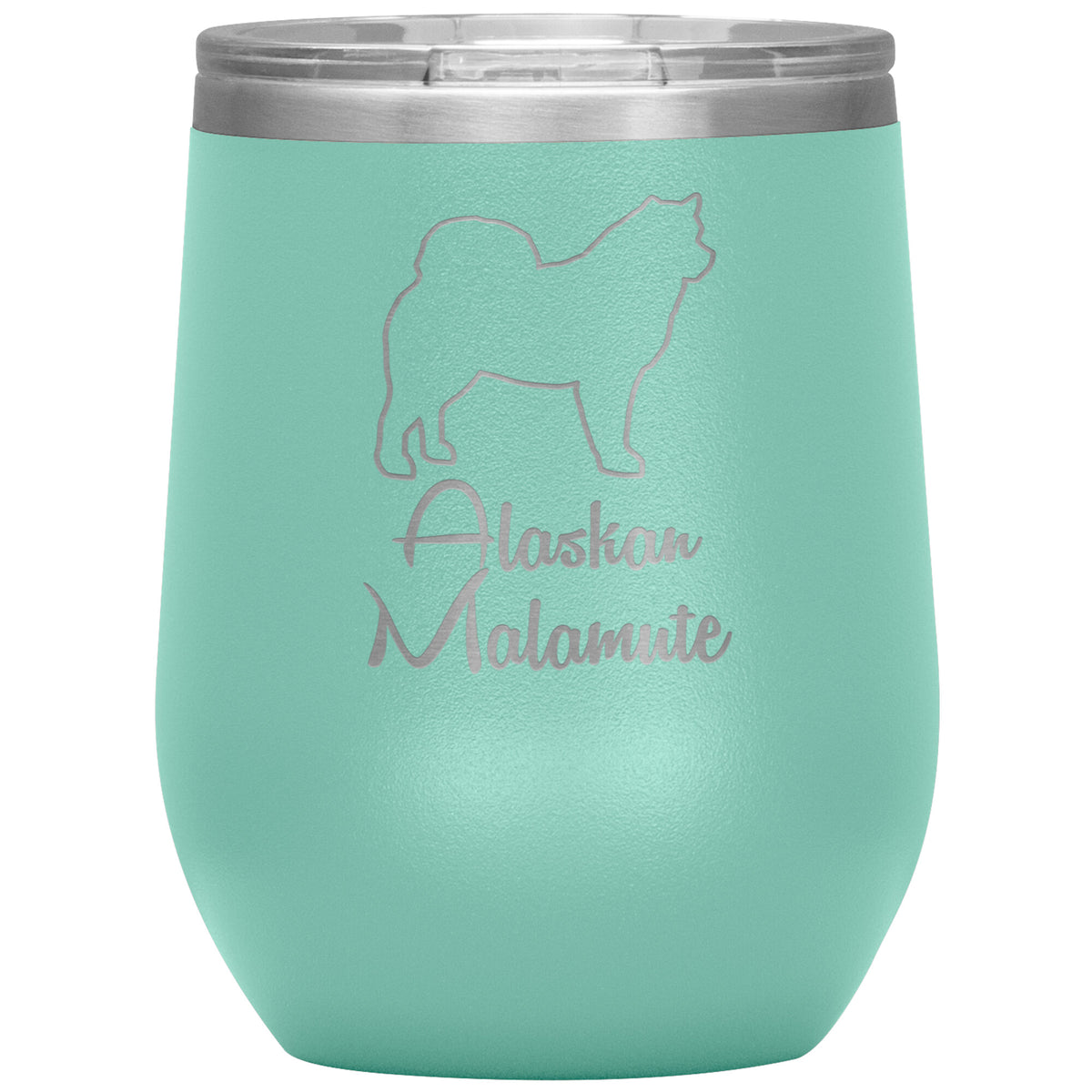 Alaskan Malamute Dog Outlined Silhouette 12oz Wine Insulated Tumbler