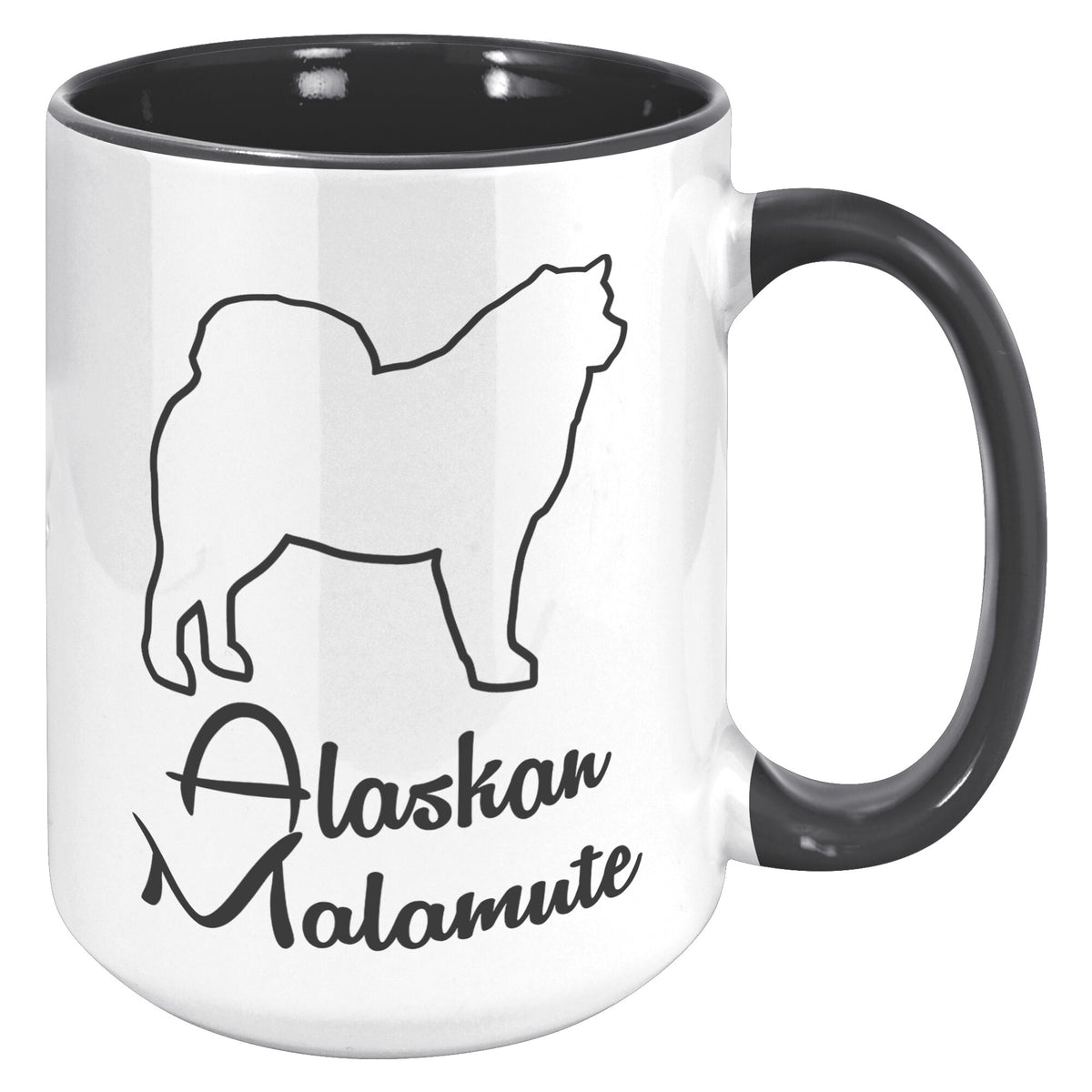 Alaskan Malamute Dog Outlined Silhouette 15oz Accent Mug