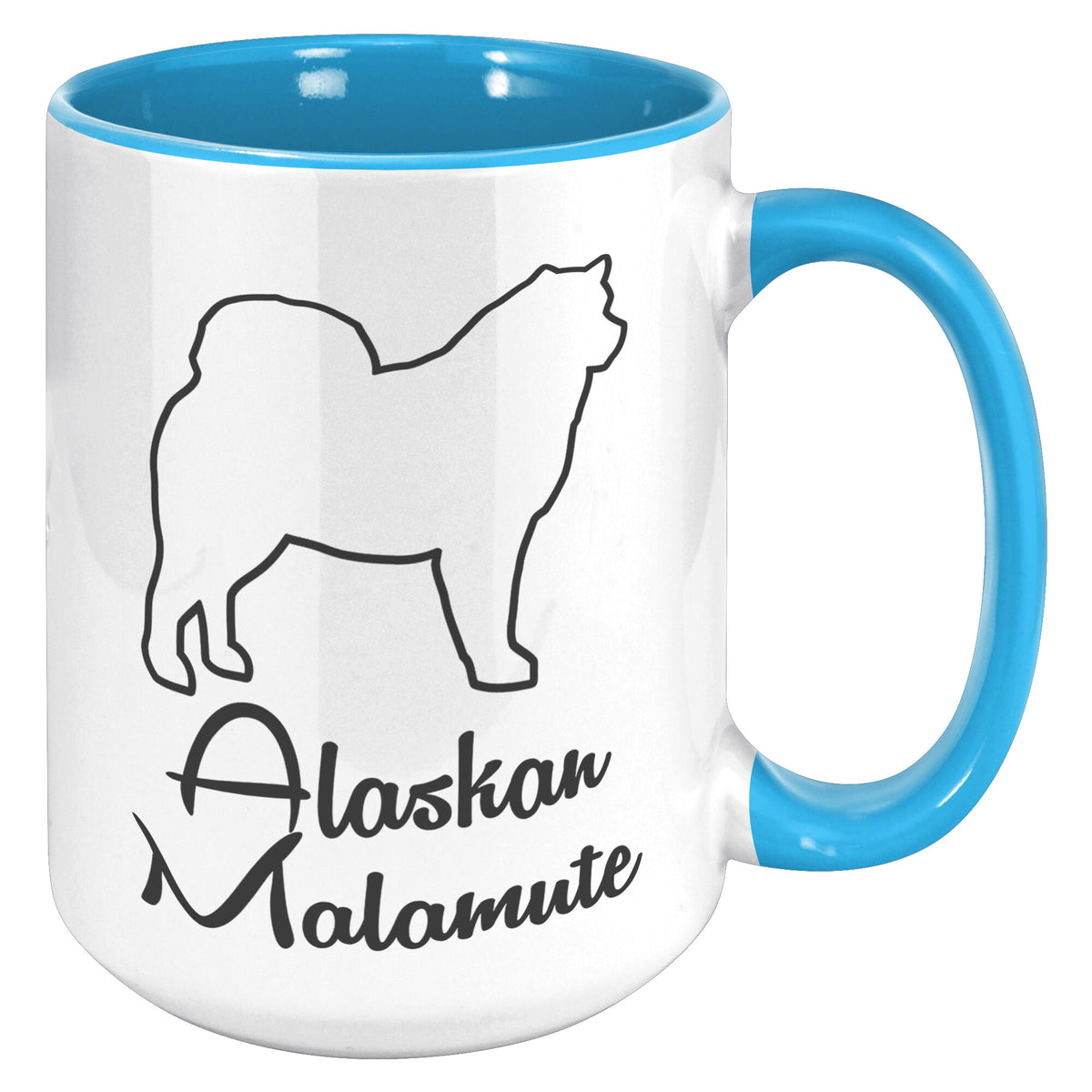 Alaskan Malamute Dog Outlined Silhouette 15oz Accent Mug