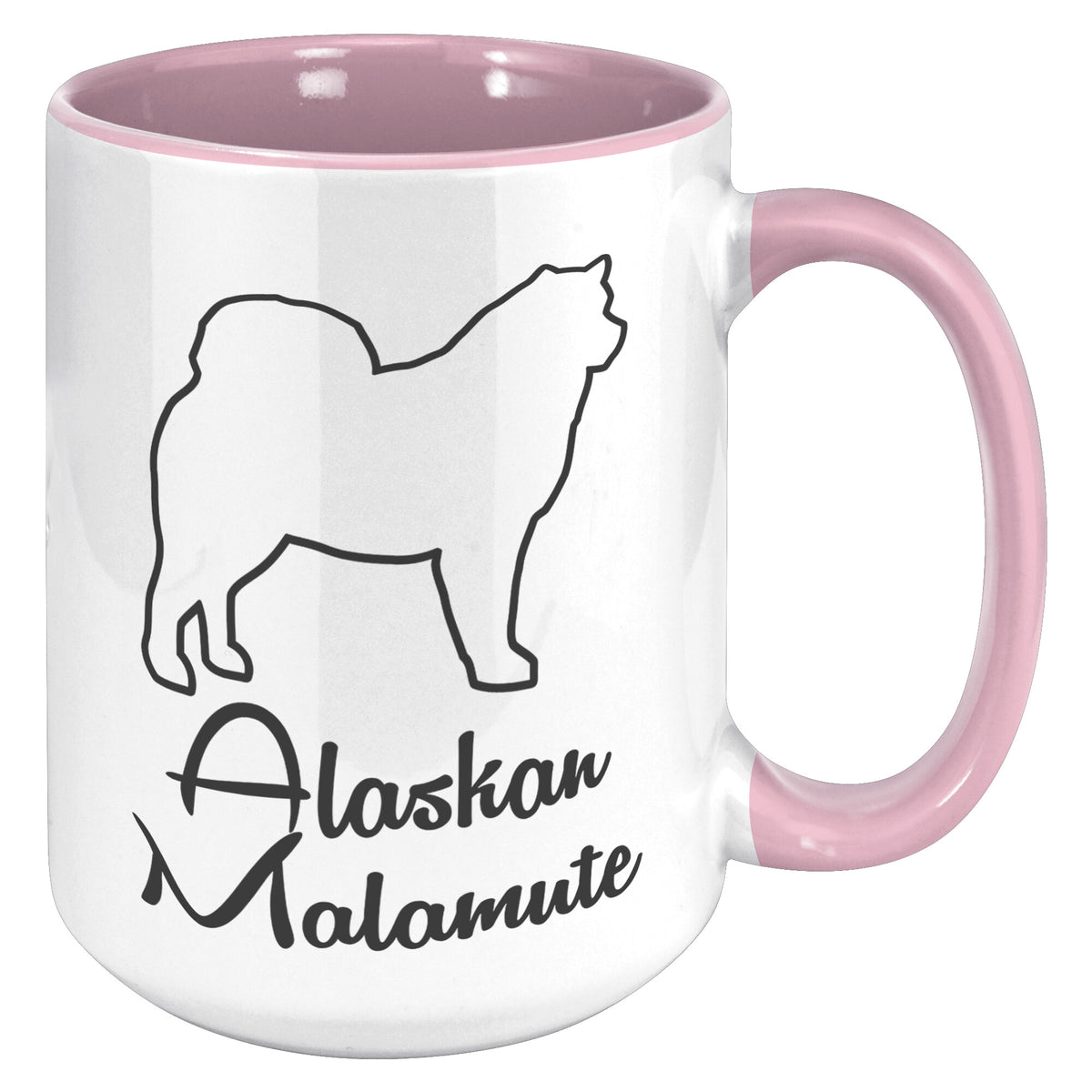 Alaskan Malamute Dog Outlined Silhouette 15oz Accent Mug