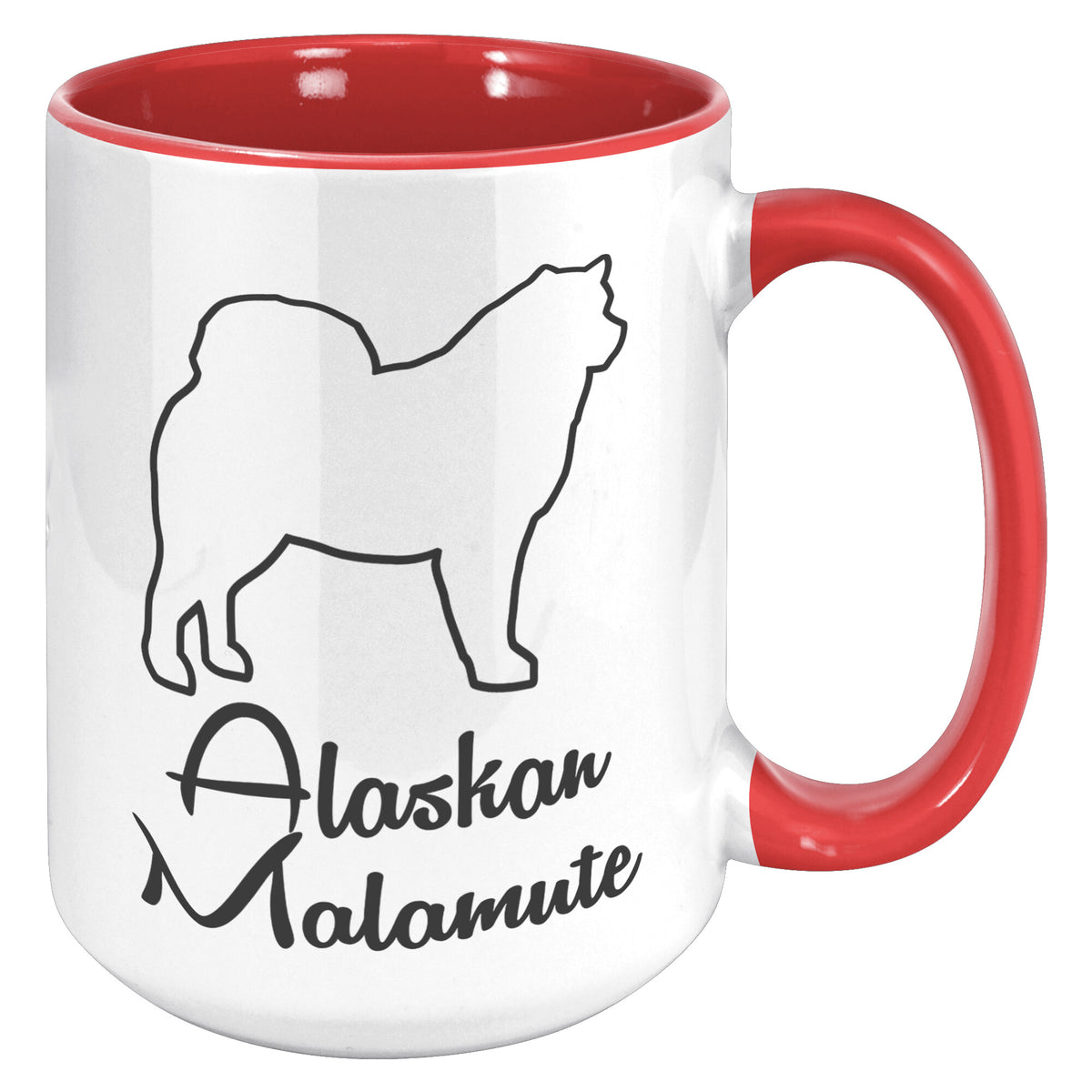Alaskan Malamute Dog Outlined Silhouette 15oz Accent Mug