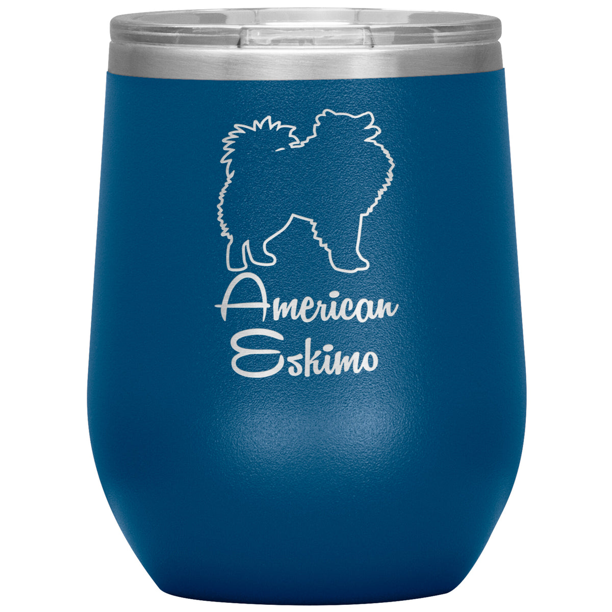 American Eskimo Dog Outlined Silhouette 12oz Wine Insulated Tumbler