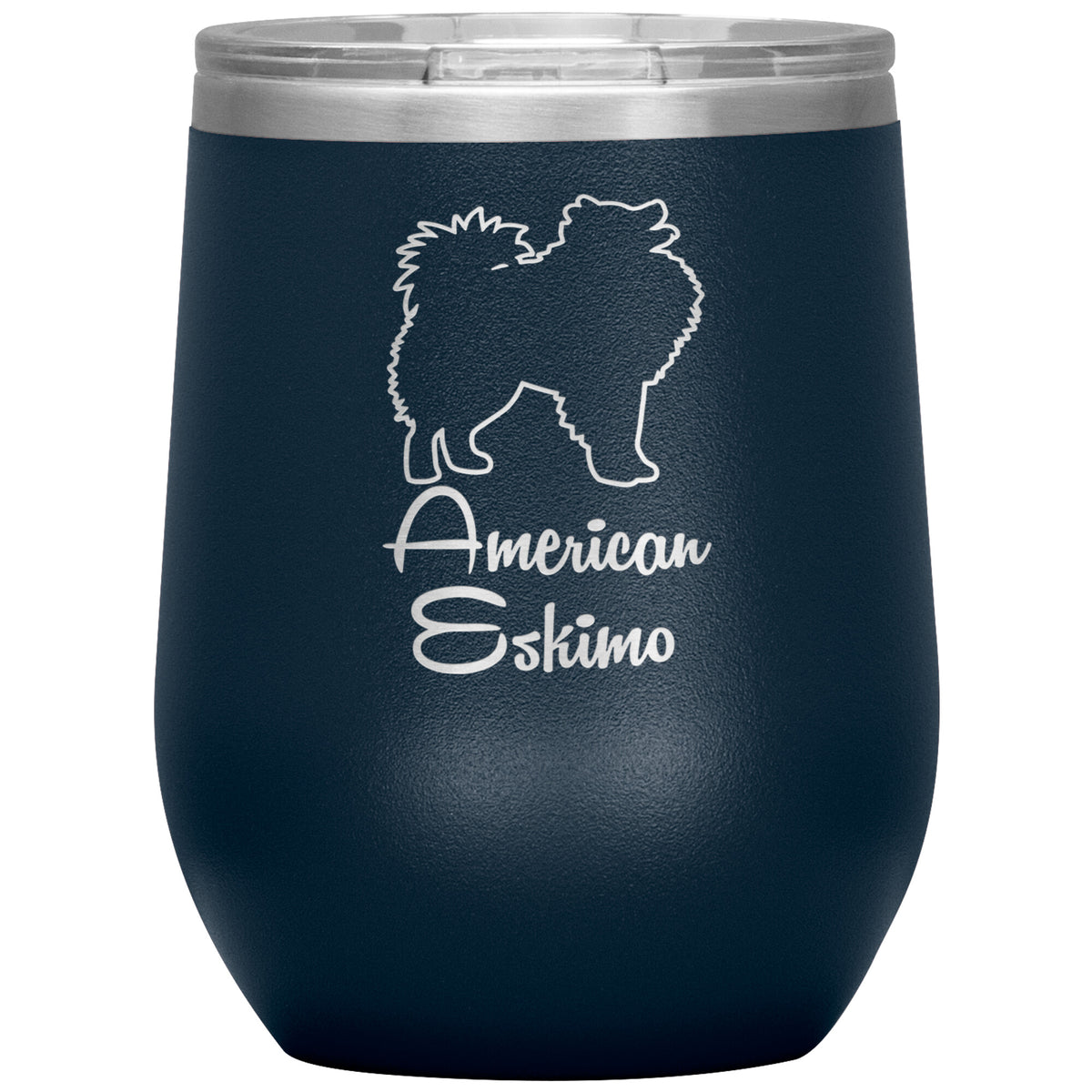 American Eskimo Dog Outlined Silhouette 12oz Wine Insulated Tumbler