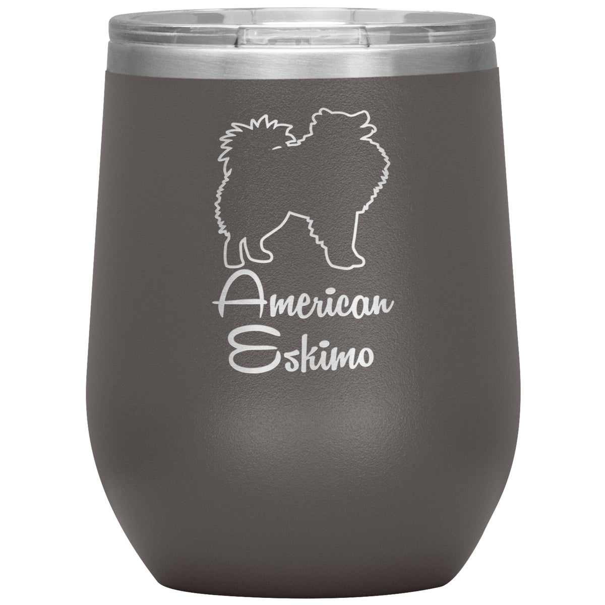 American Eskimo Dog Outlined Silhouette 12oz Wine Insulated Tumbler