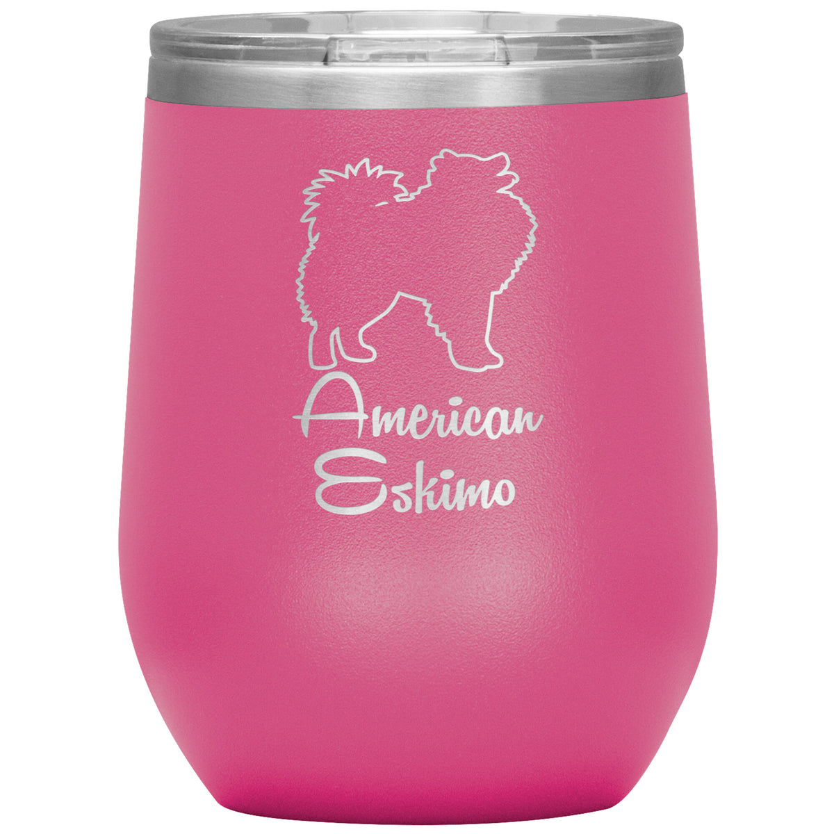 American Eskimo Dog Outlined Silhouette 12oz Wine Insulated Tumbler
