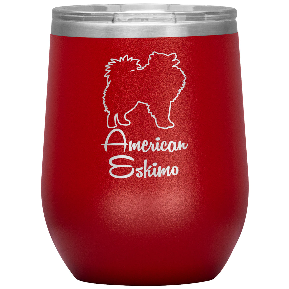 American Eskimo Dog Outlined Silhouette 12oz Wine Insulated Tumbler