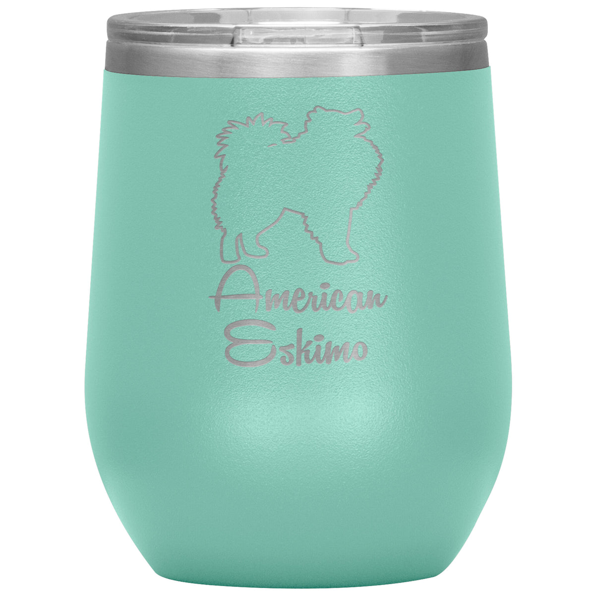 American Eskimo Dog Outlined Silhouette 12oz Wine Insulated Tumbler